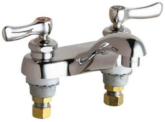 Chicago Faucets - Lever Handle, Deck Mounted, Vandal Resistant Bathroom Faucet - Two Handle, No Drain, Standard Spout - Eagle Tool & Supply