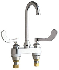 Chicago Faucets - Wrist Blade Handle, Deck Mounted Bathroom Faucet - Two Handle, No Drain, Gooseneck Spout - Eagle Tool & Supply