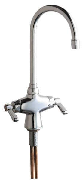 Chicago Faucets - Deck Mount, Single Hole Bar and Hospitality Faucet - Two Handle, Lever Handle, Gooseneck Spout - Eagle Tool & Supply