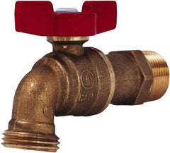 Legend Valve - 3/4" Pipe, 3/4" Tube, Aluminum Hose Bib Drain Cock & Shutoff Valve - 3/4 MNPT Thread, 125 Max psi, 2-29/64" Long - Eagle Tool & Supply