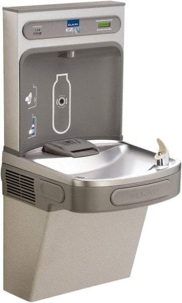 ELKAY - 8 GPH Cooling Capacity Barrier Free Wall Mounted Water Cooler & Fountain - Bottle Filling, 20 to 105 psi, 0.20 hp, Vinyl Clad Steel - Eagle Tool & Supply