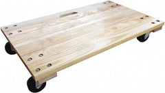 PRO-SOURCE - 1,000 Lb Capacity Hardwood/Polyolefin Solid Top Dolly - 36" Long x 24" Wide x 5" High, 3" Polyolefin Wheels - Eagle Tool & Supply