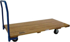 PRO-SOURCE - 1,400 Lb Capacity Hardwood/Steel Platform Truck - Hardwood Deck, 24" OAW, 42" Platform Length, Mold-On-Rubber Casters - Eagle Tool & Supply