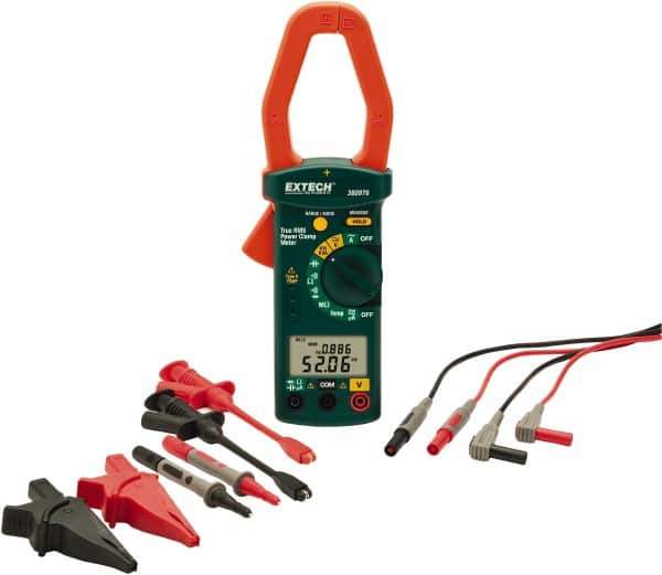 Extech - 4 Piece, Clamp Meter Test Kit - 600 Volt Max, LCD Display - Eagle Tool & Supply