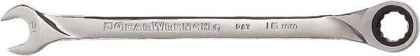 GearWrench - 16mm 12 Point Combination Wrench - 10.24" OAL, Steel, Full Polish Finish - Eagle Tool & Supply