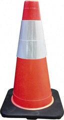 PRO-SAFE - 18" High, Orange Traffic Cone with Base - 12" Base Width, 3 Lb, PVC - Eagle Tool & Supply