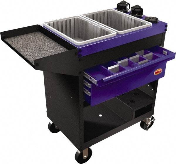 Huot - 18" Wide x 35-1/4" High x 41" Deep, 2 Drawer Tool Cart - 1,000 Lb Capacity, Blue - Eagle Tool & Supply
