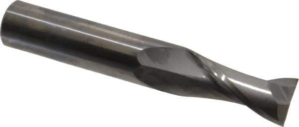 Niagara Cutter - 9/16", 1-1/8" LOC, 9/16" Shank Diam, 3-1/2" OAL, 2 Flute, Solid Carbide Square End Mill - Single End, Uncoated, Spiral Flute, 30° Helix, Centercutting, Right Hand Cut, Right Hand Flute, Series C230 - Eagle Tool & Supply
