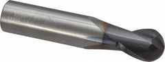 Niagara Cutter - 1/2" Diam, 5/8" LOC, 2 Flute Solid Carbide Ball End Mill - TiAlN Finish, Single End, 2-1/2" OAL, 1/2" Shank Diam, Spiral Flute - Eagle Tool & Supply