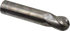 Niagara Cutter - 1/2" Diam, 5/8" LOC, 4 Flute Solid Carbide Ball End Mill - Uncoated, Single End, 2-1/2" OAL, 1/2" Shank Diam, Spiral Flute - Eagle Tool & Supply