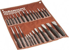 Paramount - 26 Piece Punch & Chisel Set - 1/4 to 1-3/16" Chisel, 3/8 to 1/4" Punch, Hexagon Shank - Eagle Tool & Supply