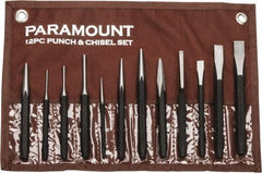 Paramount - 12 Piece Punch & Chisel Set - 13/64 to 1/2" Chisel, 3/8 to 3/16" Punch, Hexagon Shank - Eagle Tool & Supply