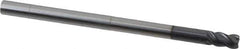 Niagara Cutter - 1/4", 4 Flute, Single End, Solid Carbide, 0.02" Corner Radius End Mill - 4" OAL, Right Hand Flute, 3/8" LOC, Right Hand Cut, 2-1/8" Extended Reach - Eagle Tool & Supply
