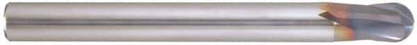 Niagara Cutter - 1/2" Diam, 1/2" LOC, 2 Flute Solid Carbide Ball End Mill - AlTiN Finish, Single End, 4" OAL, 1/2" Shank Diam, Spiral Flute - Eagle Tool & Supply