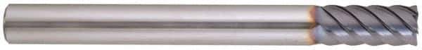 Niagara Cutter - 1/4", 5/8" LOC, 1/4" Shank Diam, 3" OAL, 6 Flute, Solid Carbide Square End Mill - Single End, AlTiN Finish, Spiral Flute, 45° Helix, Centercutting, Right Hand Cut, Right Hand Flute, Series MZ645 - Eagle Tool & Supply