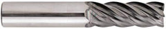 Niagara Cutter - 3/8", 7/8" LOC, 3/8" Shank Diam, 2-1/2" OAL, 5 Flute, Solid Carbide Square End Mill - Single End, AlCrN Finish, Spiral Flute, Variable° Helix, Centercutting, Right Hand Cut, Right Hand Flute, Series STS540 - Eagle Tool & Supply