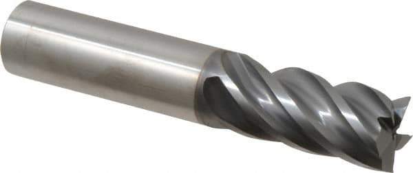 Niagara Cutter - 3/4", 1-1/2" LOC, 3/4" Shank Diam, 4" OAL, 5 Flute, Solid Carbide Square End Mill - Single End, AlCrN Finish, Spiral Flute, Variable° Helix, Centercutting, Right Hand Cut, Right Hand Flute, Series STS540 - Eagle Tool & Supply