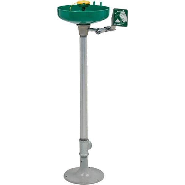 Haws - 15" Wide x 38" High, Pedestal Mount, Plastic Bowl, Eye & Face Wash Station - 11" Inlet, 3.7 GPM Flow Rate - Eagle Tool & Supply