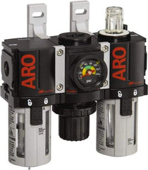 ARO/Ingersoll-Rand - 1/4" NPT Port Miniature 3 Piece Filter-Regulator-Lubricator FRL Unit - Polycarbonate Bowl, 46 SCFM, 150 Max psi, 5" High x 4.724" Long, Automatic Drain - Eagle Tool & Supply