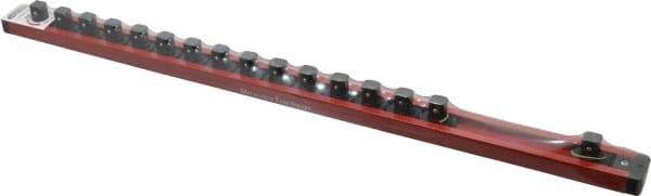 Value Collection - 16 Piece Capacity Magnetic Locking Socket Holder - 1/2" Drive, Red - Eagle Tool & Supply