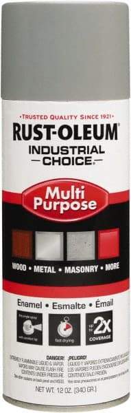 Rust-Oleum - ANSI 61 Light Gray, Gloss, Enamel Spray Paint - 15 to 25 Sq Ft per Can, 12 oz Container, Use on Multipurpose - Eagle Tool & Supply