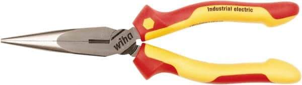 Wiha - 200mm OAL, 2-3/4" Jaw Length, Long Nose Side Cutting Pliers - Insulated Handles - Eagle Tool & Supply