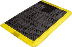 Wearwell - Dry/Wet Environment, Anti-Fatigue Matting - Black & Yellow, Vinyl with Vinyl Base, Beveled - Eagle Tool & Supply