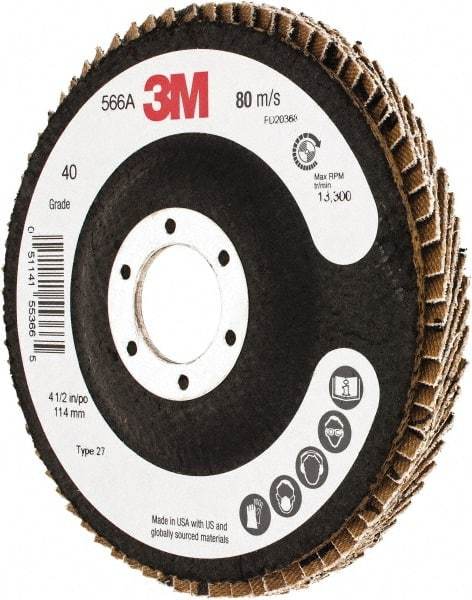 3M - Flap Disc - Cloth Backing, Arbor Attaching System - Eagle Tool & Supply