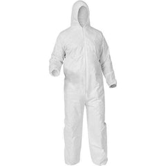 KleenGuard - Size M Polypropylene General Purpose Coveralls - White, Zipper Closure, Elastic Cuffs, Elastic Ankles, Serged Seams - Eagle Tool & Supply