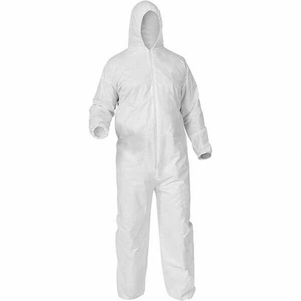 KleenGuard - Size XL Polypropylene General Purpose Coveralls - White, Zipper Closure, Elastic Cuffs, Elastic Ankles, Serged Seams - Eagle Tool & Supply