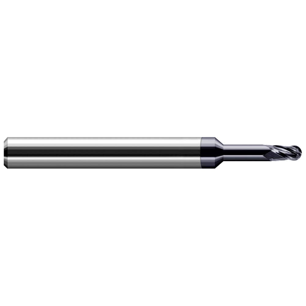 Harvey Tool - Ball End Mills; Mill Diameter (mm): 3.00 ; Mill Diameter (Decimal Inch): 0.1181 ; Number of Flutes: 4 ; Length of Cut (mm): 4.5000 ; Length of Cut (Decimal Inch): 0.1772 ; Material: Solid Carbide - Exact Industrial Supply