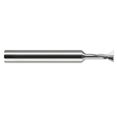 Dovetail Cutters - 0.1250″ (1/8″) Cutter Diameter × 0.0100″ Radius × 0.1250″ (1/8″) Neck Length × 60° included Carbide Dovetail Cutter, 2 Flutes - Exact Industrial Supply