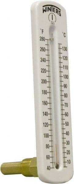 Winters - 40 to 280°F, Industrial Thermometer with Standard Thermowell - 1 Inch Immersion Length, 2 Inch Stem Length, 8 Inch Long, 1/2 Inch Thread - Eagle Tool & Supply