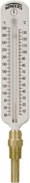 Winters - 40 to 280°F, Industrial Thermometer with Standard Thermowell - 1 Inch Immersion Length, 2 Inch Stem Length, 11 Inch Long, 1/2 Inch Thread - Eagle Tool & Supply