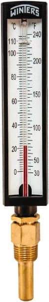 Winters - 30 to 240°F, Industrial Thermometer with Standard Thermowell - 2 Inch Immersion Length, 1.825 Inch Stem Length, 10 Inch Long, 1/2 Inch Thread - Eagle Tool & Supply