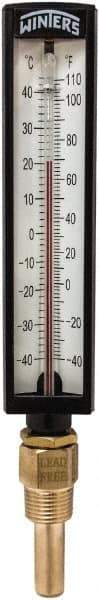 Winters - -40 to 110°F, Industrial Thermometer with Standard Thermowell - 2 Inch Immersion Length, 1.825 Inch Stem Length, 10 Inch Long, 1/2 Inch Thread - Eagle Tool & Supply