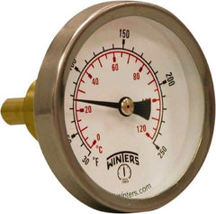 Winters - 30 to 250°F, Industrial Thermometer with Standard Thermowell - 1 Inch Immersion Length, 2.012 Inch Stem Length, 2 Inch Long, 3/4 Inch Thread - Eagle Tool & Supply