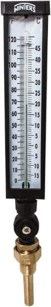 Winters - -15 to 120°F, Industrial Thermometer with Standard Thermowell - 3 Inch Immersion Length, 3-1/2 Inch Stem Length, 17 Inch Long, 3/4 Inch Thread - Eagle Tool & Supply