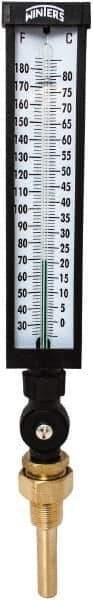 Winters - 30 to 180°F, Industrial Thermometer with Standard Thermowell - 3 Inch Immersion Length, 3-1/2 Inch Stem Length, 17 Inch Long, 3/4 Inch Thread - Eagle Tool & Supply