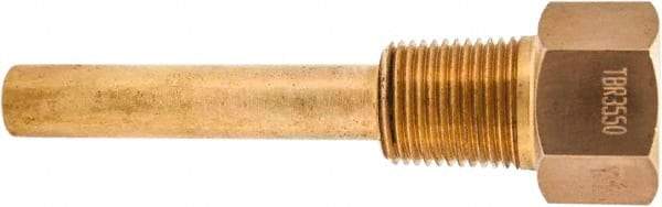 Winters - 4-1/2 Inch Overall Length, 1/2 Inch Thread, Brass Thermowell - 2-1/2 Inch Insertion Length - Eagle Tool & Supply