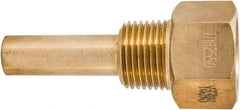 Winters - 3-1/2 Inch Overall Length, 1/2 Inch Thread, Brass Thermowell - 1-3/8 Inch Insertion Length - Eagle Tool & Supply