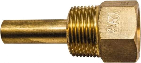 Winters - 3-1/2 Inch Overall Length, 3/4 Inch Thread, Brass Thermowell - 1-3/8 Inch Insertion Length - Eagle Tool & Supply