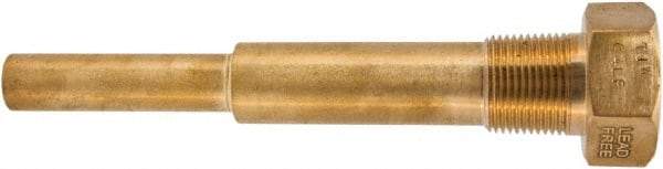 Winters - 6-3/4 Inch Overall Length, 3/4 Inch Thread, Brass Thermowell - 5 Inch Insertion Length - Eagle Tool & Supply