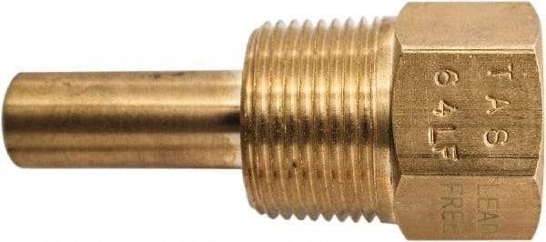 Winters - 2-1/2 Inch Overall Length, 3/4 Inch Thread, Brass Thermowell - 1.3 Inch Insertion Length - Eagle Tool & Supply