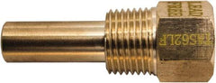 Winters - 2-1/2 Inch Overall Length, 1/2 Inch Thread, Brass Thermowell - 1.3 Inch Insertion Length - Eagle Tool & Supply