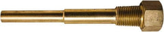 Winters - 7-1/2 Inch Overall Length, 1/2 Inch Thread, Brass Thermowell - 4-1/2 Inch Insertion Length - Eagle Tool & Supply