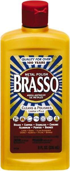 Brasso - 8 Fluid Ounce Liquid Metal Polish - Unscented, Bottle - Eagle Tool & Supply