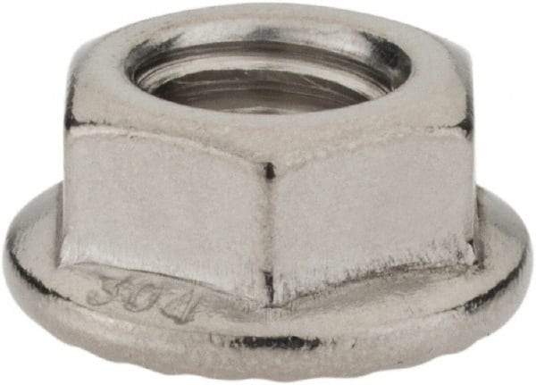 Monroe Engineering Products - 3/8-16 304 Steel Hex Flange Lock Nut - 9/16" Width Across Flats, 3/8" High - Eagle Tool & Supply