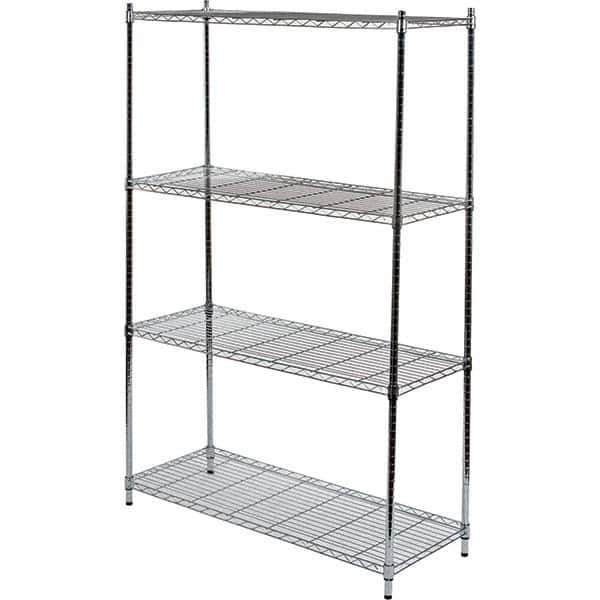 Quantum Storage - 4 Shelf Wire Shelving Unit - 48" Wide x 18" Deep x 72" High, - Eagle Tool & Supply