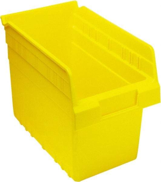 Quantum Storage - 11-5/8" Deep, Yellow Polypropylene Hopper Shelf Bin - 8" High x 6-5/8" Wide x 11-5/8" Long - Eagle Tool & Supply